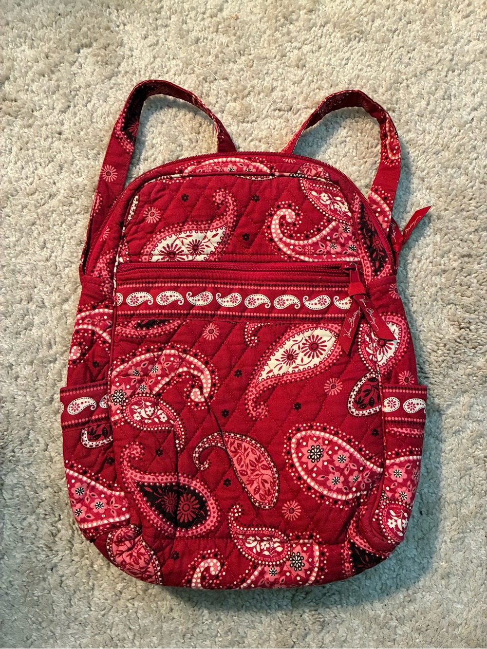 Quilted Vera Bradley Red Paisley Crossbody Backpack - Women